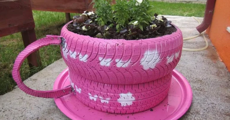 Dale vida a tu jardín con una taza gigante de neumáticos reciclados
