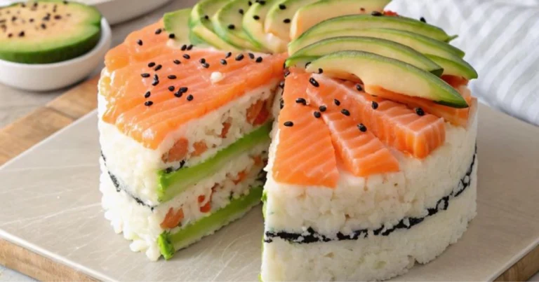 Tarta de sushi con aguacate y salmón: receta creativa y deliciosa