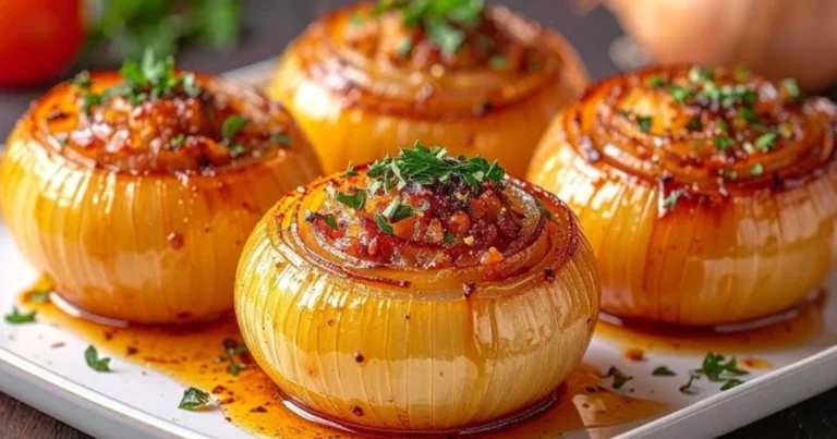 Cebollas rellenas al horno: receta fácil, jugosa y llena de sabor