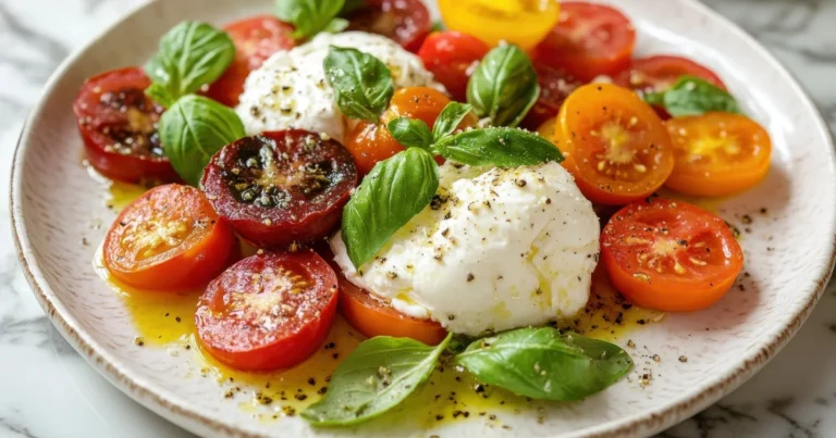 Burrata con Tomates Cherry Asados y Pan Crujiente: Receta Mediterránea Irresistible