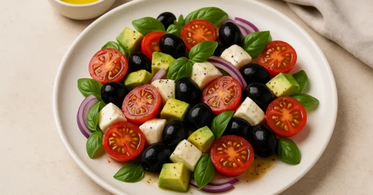 Ensalada griega fresca con tomate, aceitunas y queso feta: receta saludable y nutritiva