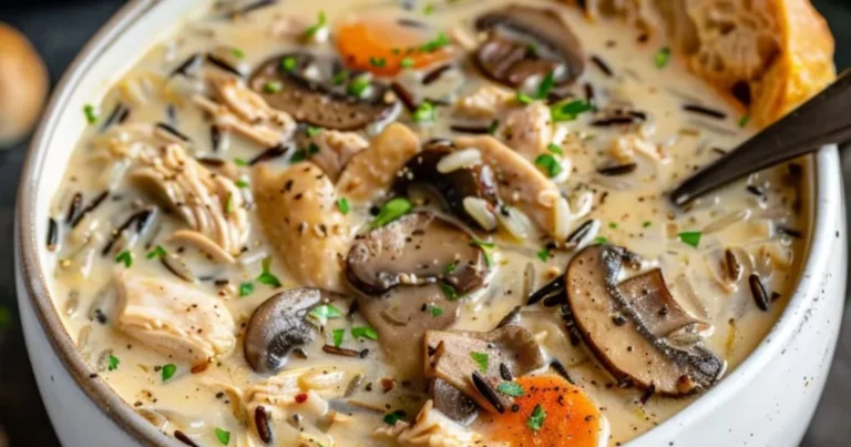 Sopa cremosa de pollo con arroz salvaje y champiñones: receta nutritiva y fácil