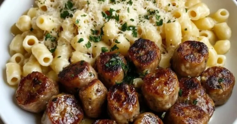 Pasta cremosa con queso y salchichas a la parrilla: una receta casera fácil y deliciosa