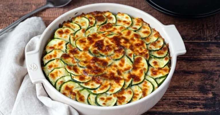 Gratinado de calabacín cremoso y dorado al horno