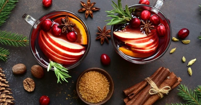 Receta de ponche caliente de manzana y arándanos con especias