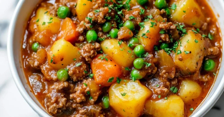 Receta de guiso de carne picada con patatas y verduras casero