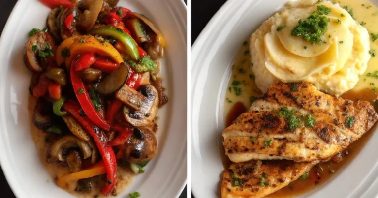 Pollo a la parrilla con pimientos, champiñones y puré cremoso: receta completa y práctica