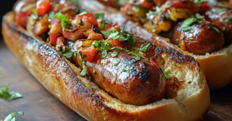 Hot dogs con salchichas a la parrilla y pimientos: receta casera completa